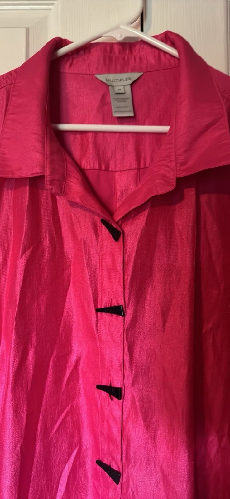 EUC Multiples Brand Plus Women’s Shackedt Jacket Shirt 2x Pink Fuschia Toggle