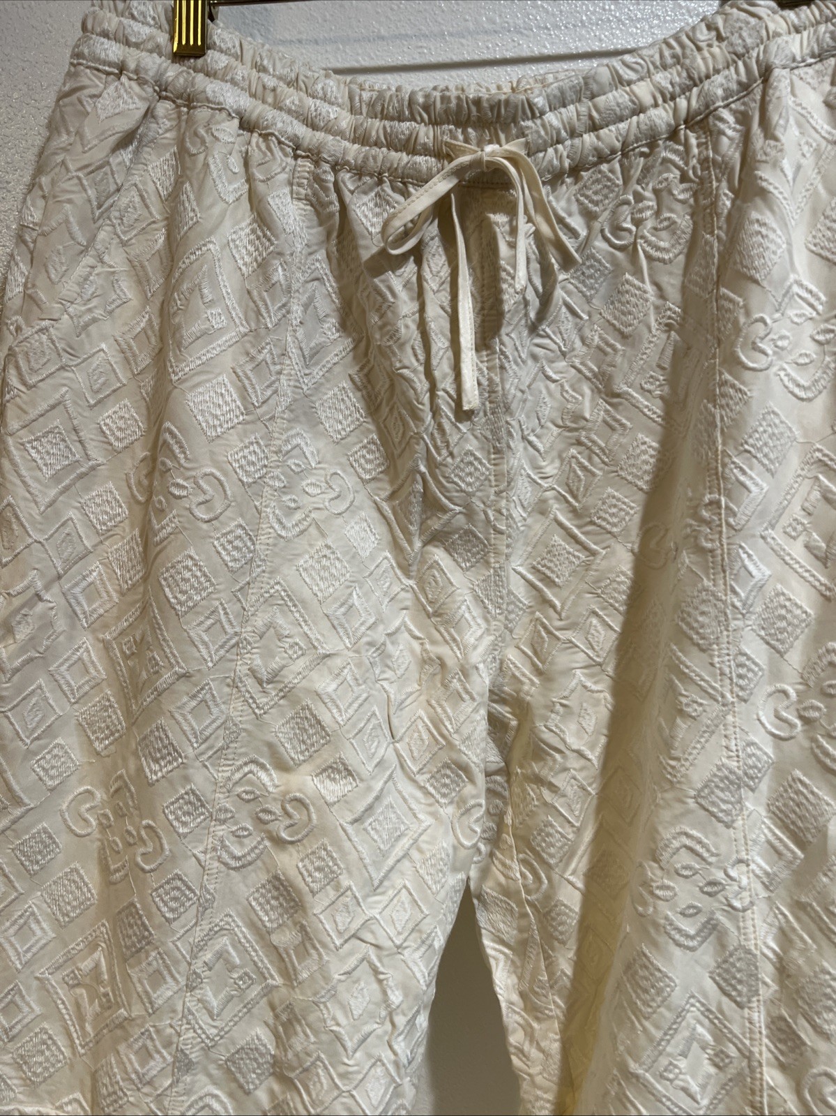 Jaded Gypsy diamond In The Rough Jogger Pants Cream Textured Cargo Large/ XL
