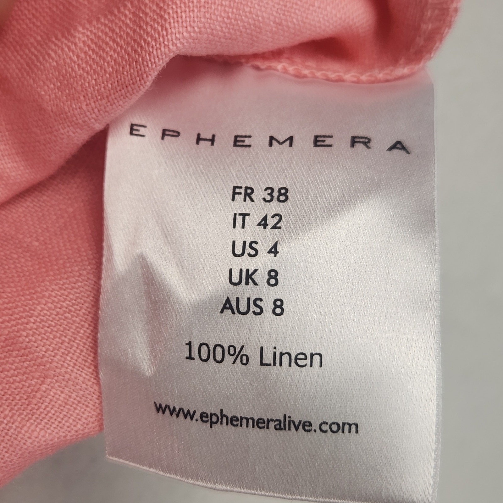Ephemera Olympia Geranium Crop Blouse 100% Linen Women’s SZ 4