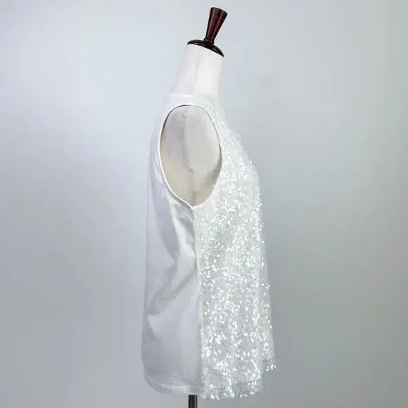 NWT TALBOTS IVORY DRESSY SLEEVELESS SEQUIN SHELL TOP PL
