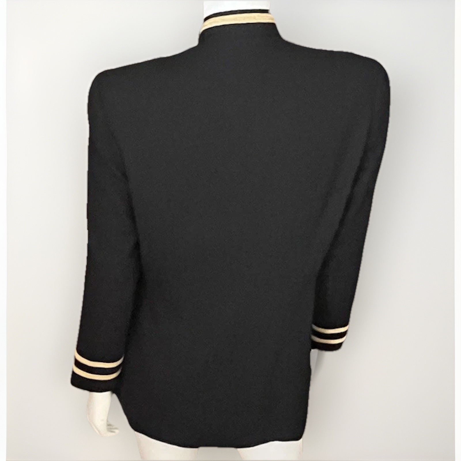 Depeche Mode Vintage Black Wool Blazer Gold Buttons/Stripes Size 10