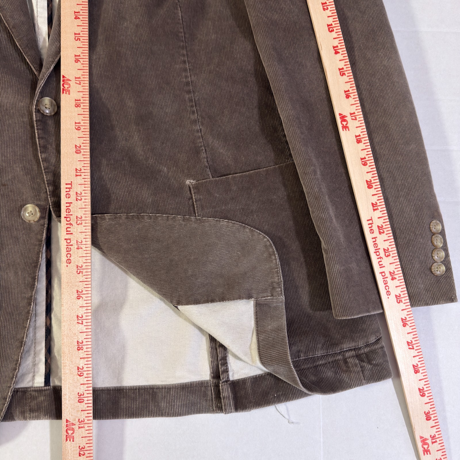 Haspel Corduroy Blazer Mens 46R Brown 2 Button Sport Cotton Half Lined *READ