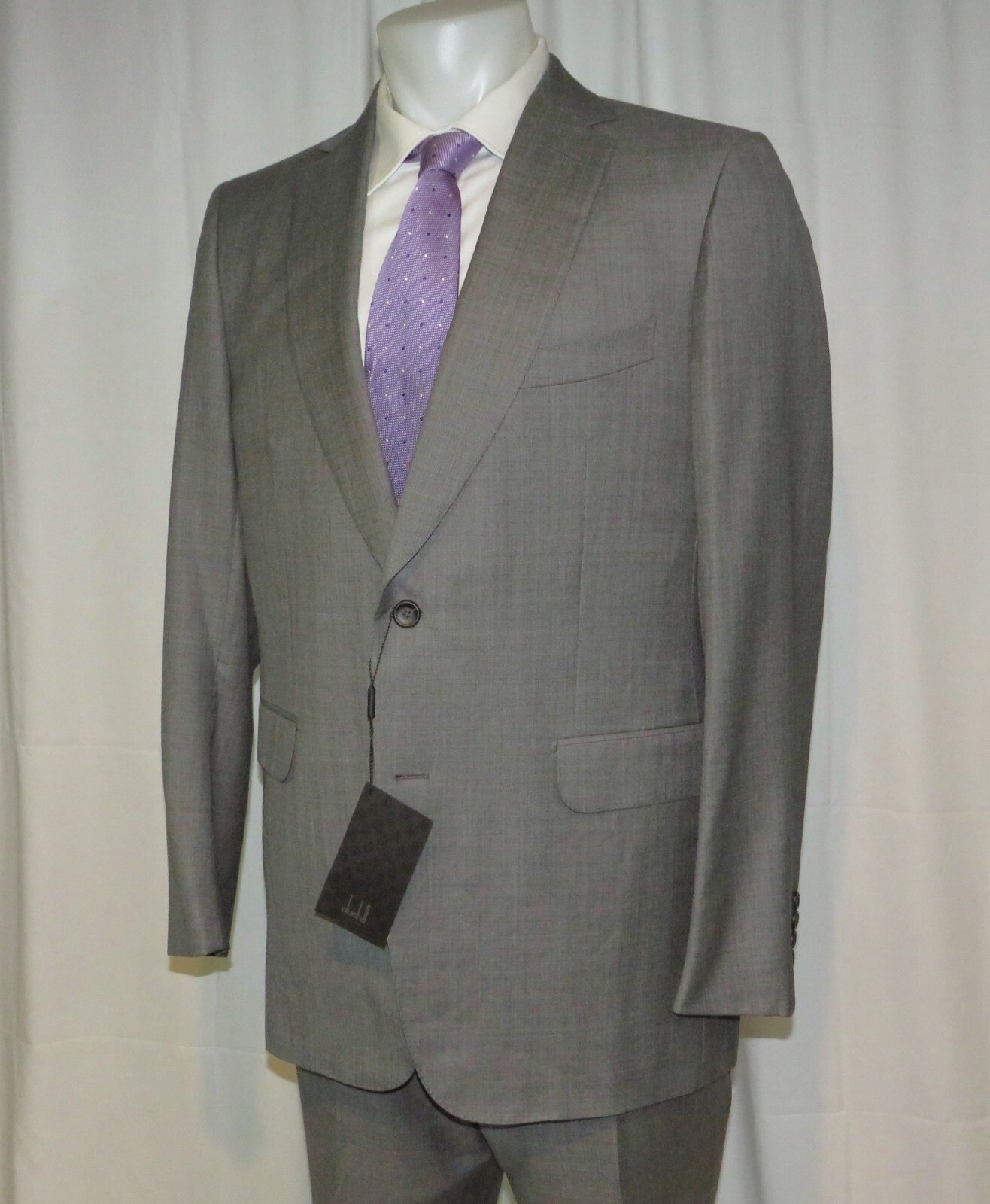 Dunhill x Zegna Mayfair Fit Solid Gray Current Two Button Suit 46L NWT