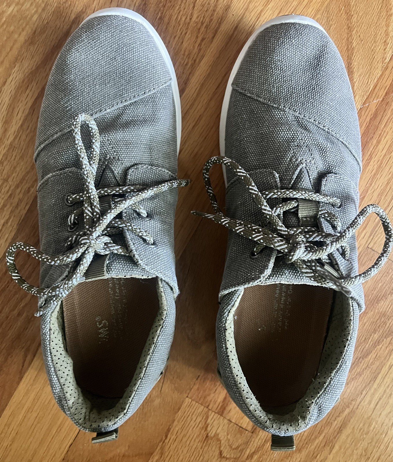 TOMS Del Rey Casual Womens Olive Green Denim Twill Lace Up Shoes US Size 8