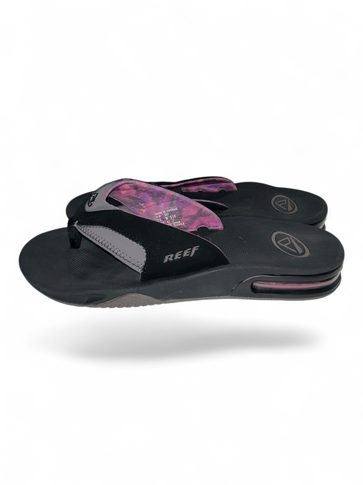 Reef Fanning Bottle Opener Sole Black Pink Flip Flops Thong Sandals Women’s 10