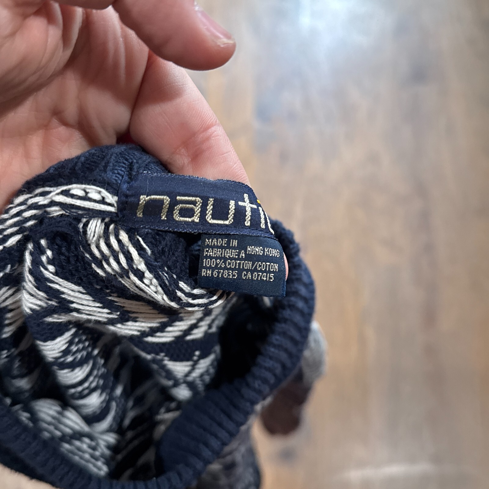 Vintage Nautica Sweater Mens XL Blue Fisherman Knit Navy Nautical Pullover 90s