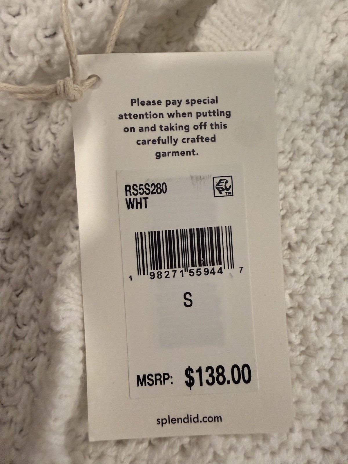 Splendid White Open-Knit Tie-Front Puff Sleeve V-Neck Cardigan Sweater S