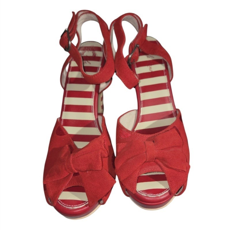 Lola Ramona “Angie” Red Suede Platform Sandals-US 10/41