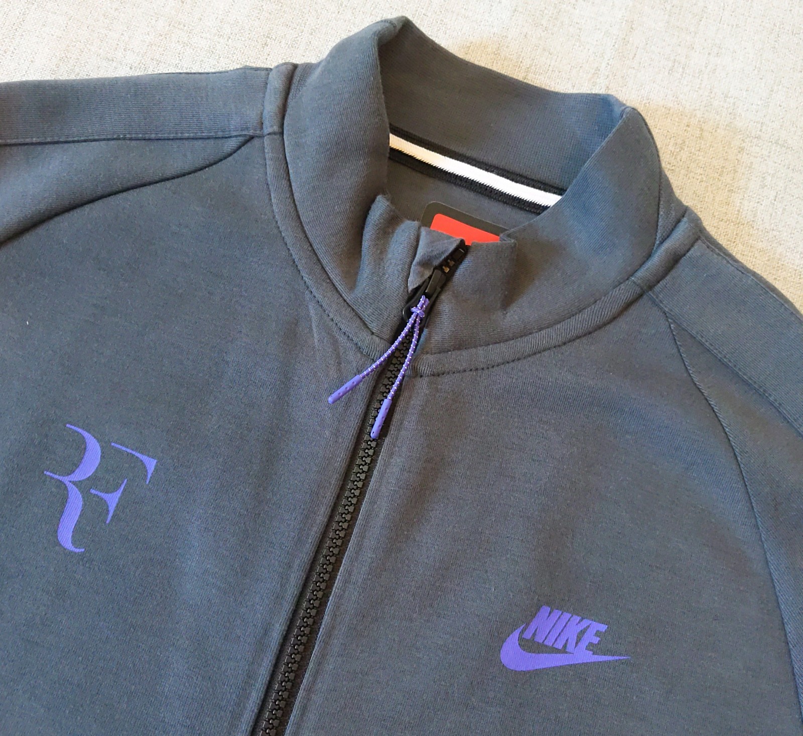 Nike Roger Federer RF Premier Tech Fleece Jacket Mens Gray L 2015 French Open