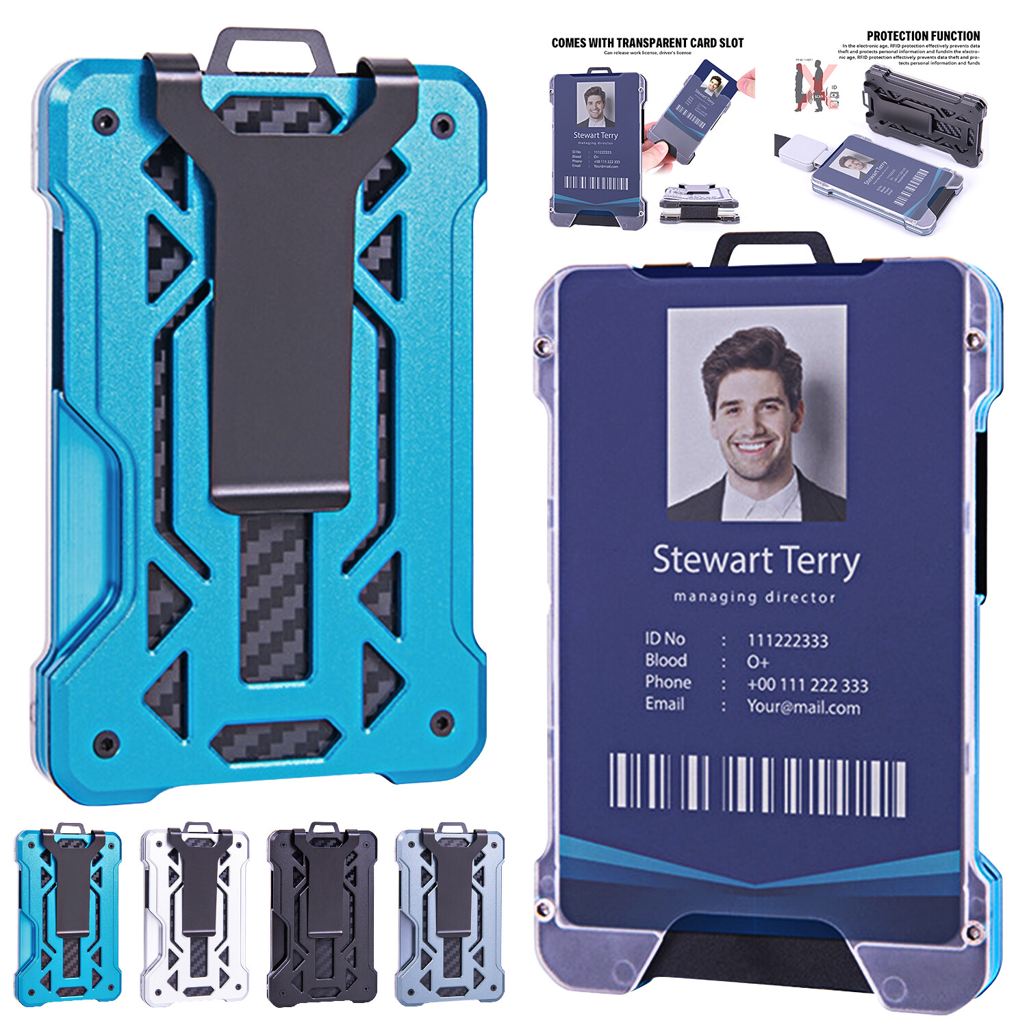 Men’s Aluminum RFID Blocking Money Clip Slim Credit ID Card Holder Metal Wallet