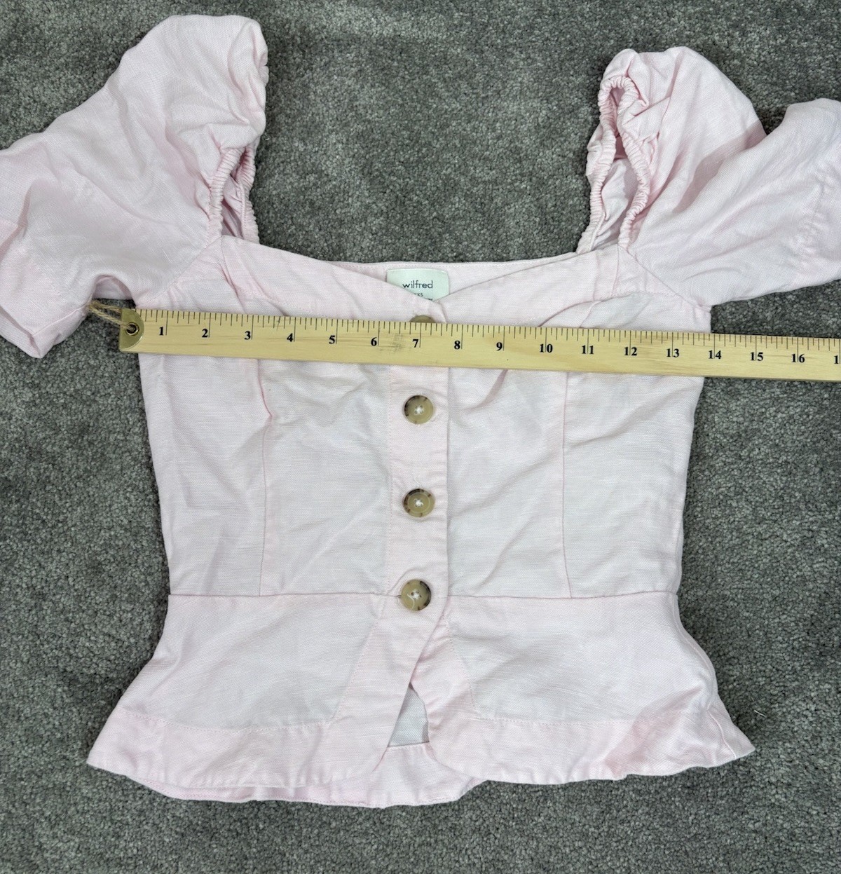 Wilfred Puff Sleeve Top Baby Pink Button Front Cottagecore Coquette Linen XXS