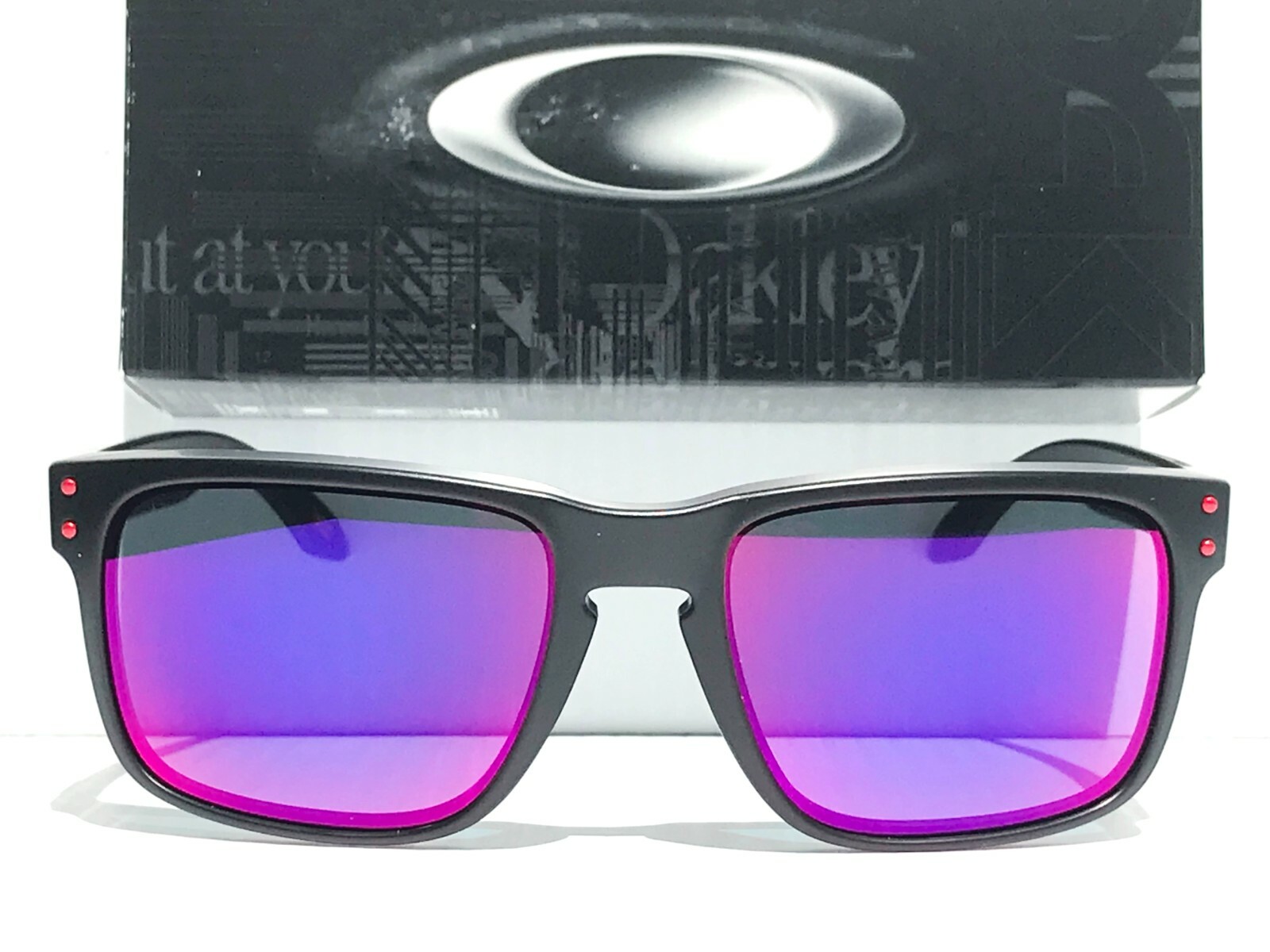 NEW* Oakley HOLBROOK Matte Black Positive Red Iridium w CASE Sunglass 9102-36