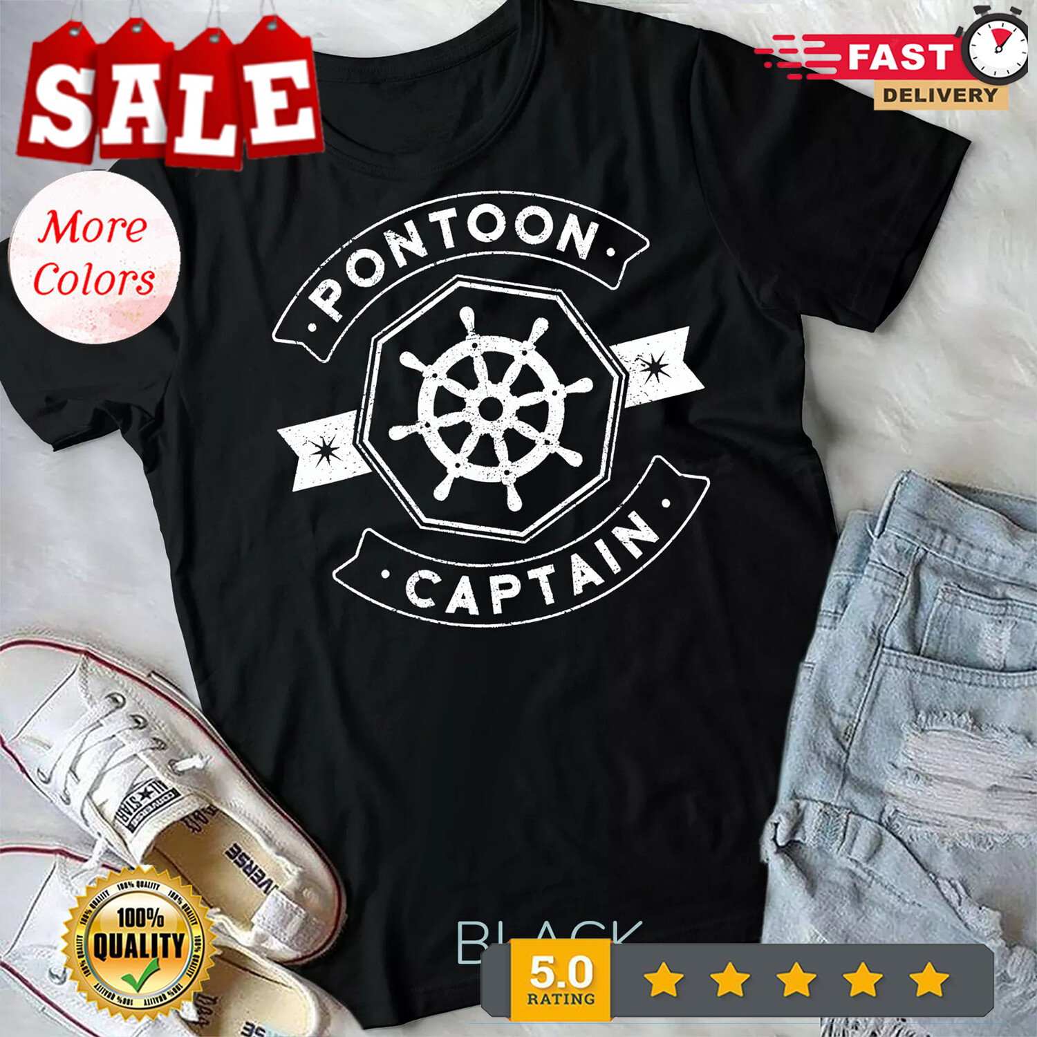 2025/Pontoon Captain T-Shirt – Funny Pontoon Boat Accessories Unisex T-shirt