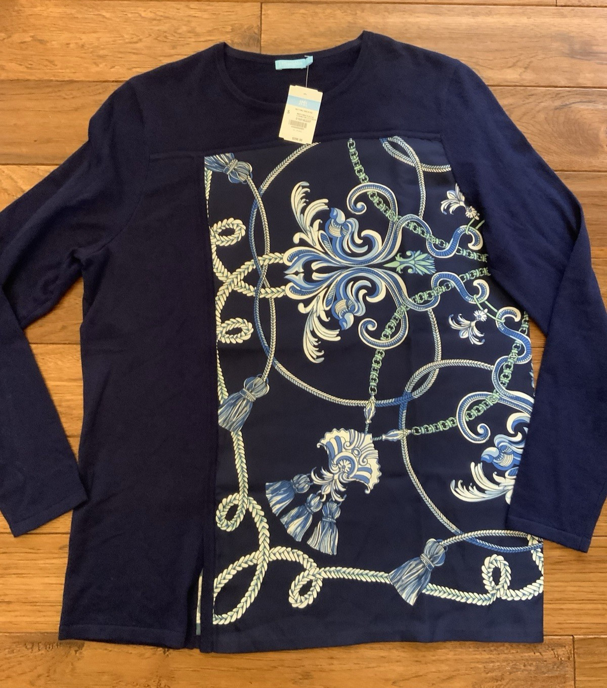 NWT J. McLaughlin Notting Sweater, Navy/White, Small