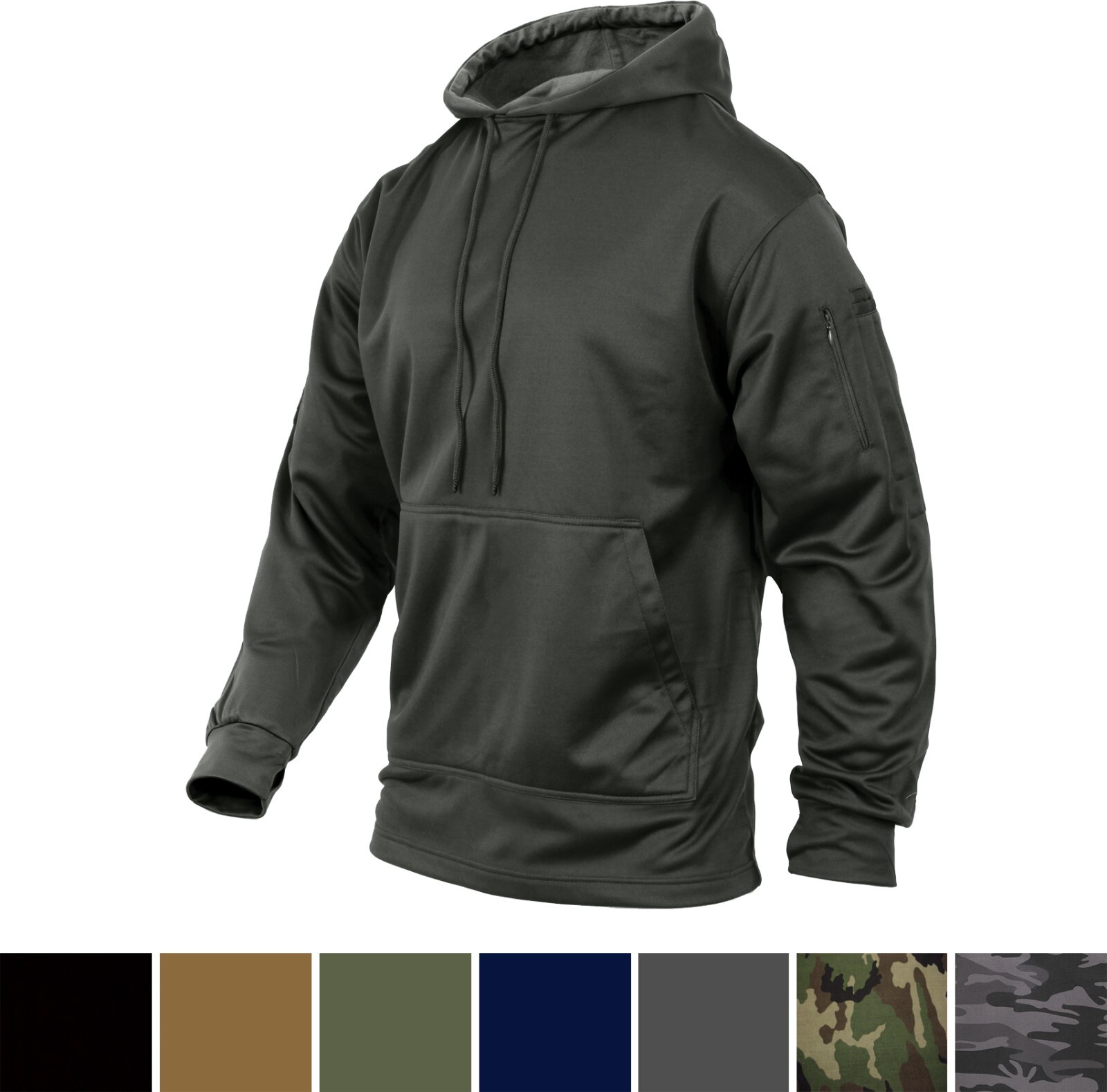 Mens Solid Concealed Carry Hoodie Pass Through Kangaroo Pocket CCW
