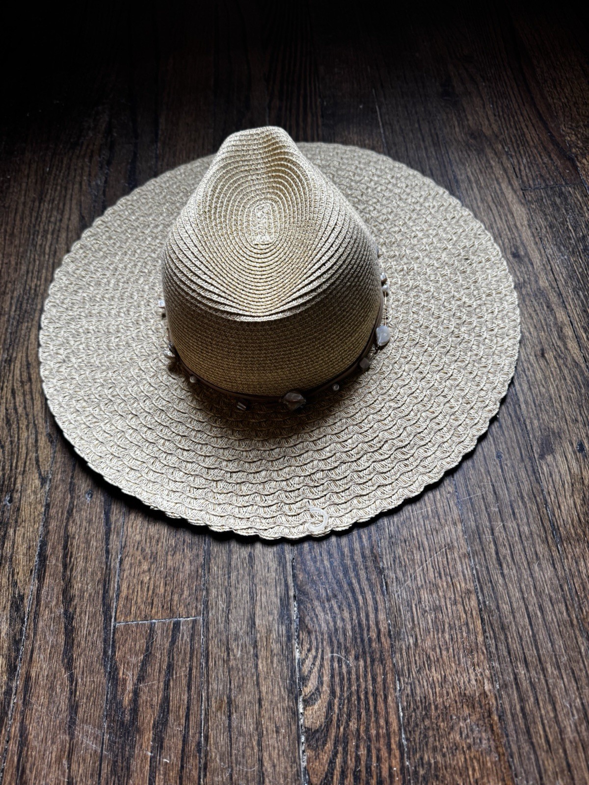 Sun ‘N’ Sand Shell Western Paper Braid Sun Hat UPF 50+ Adjustable Boho Beach Hat