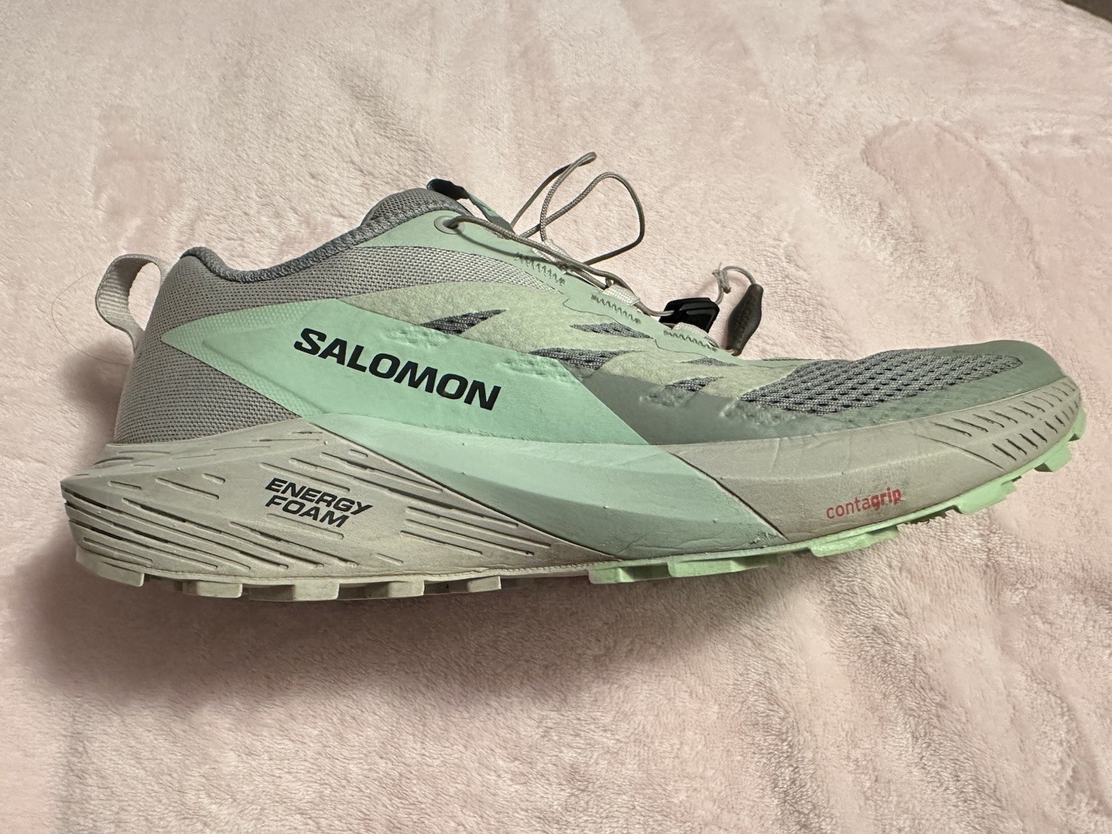Salomon Mint Green Sense Ride 5 Ortholite Impressions Size 8.5