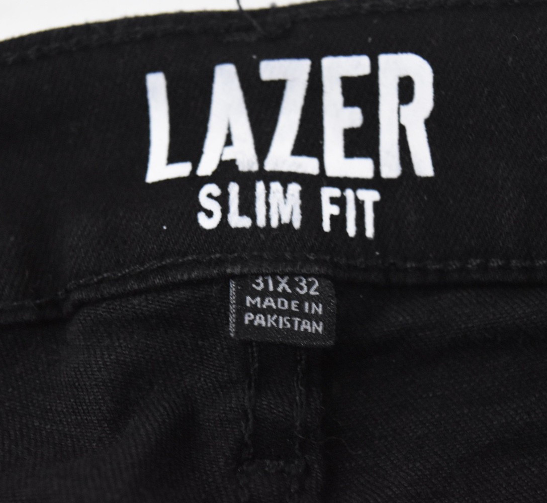 Lazer Men’s Jeans New 30 31 32 33 34 36 Black Denim 5 Pockets Slim Fit