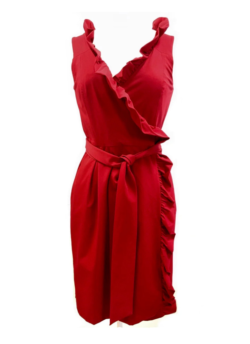 $368 Diane Von Furstenburg Ruffled Wrap Dress Size 4