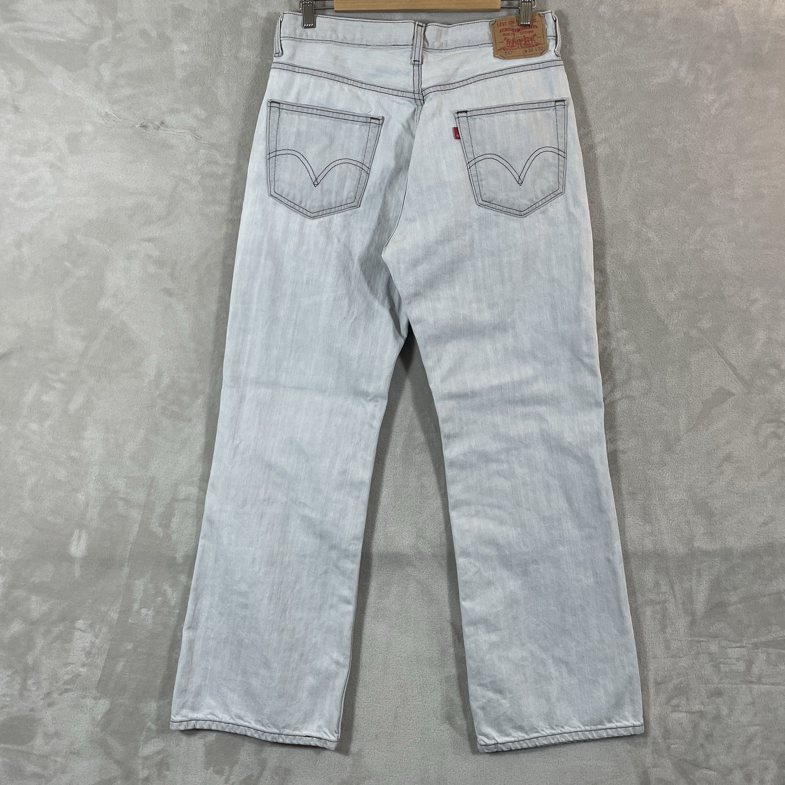 Vtg Levis 567 Jeans Mens 32×32 Low Loose Boot 2003 Y2K Faded Gray Denim