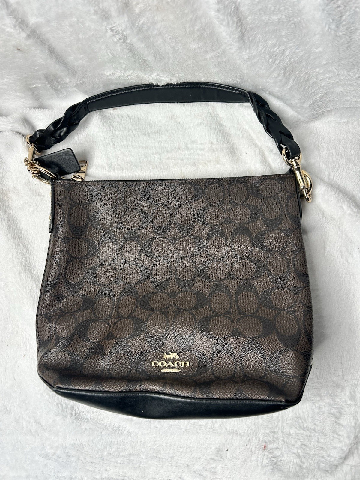 Coach Purse F87826 Mini Abby Duffle Bag In Signature Canvas In Brown/Black