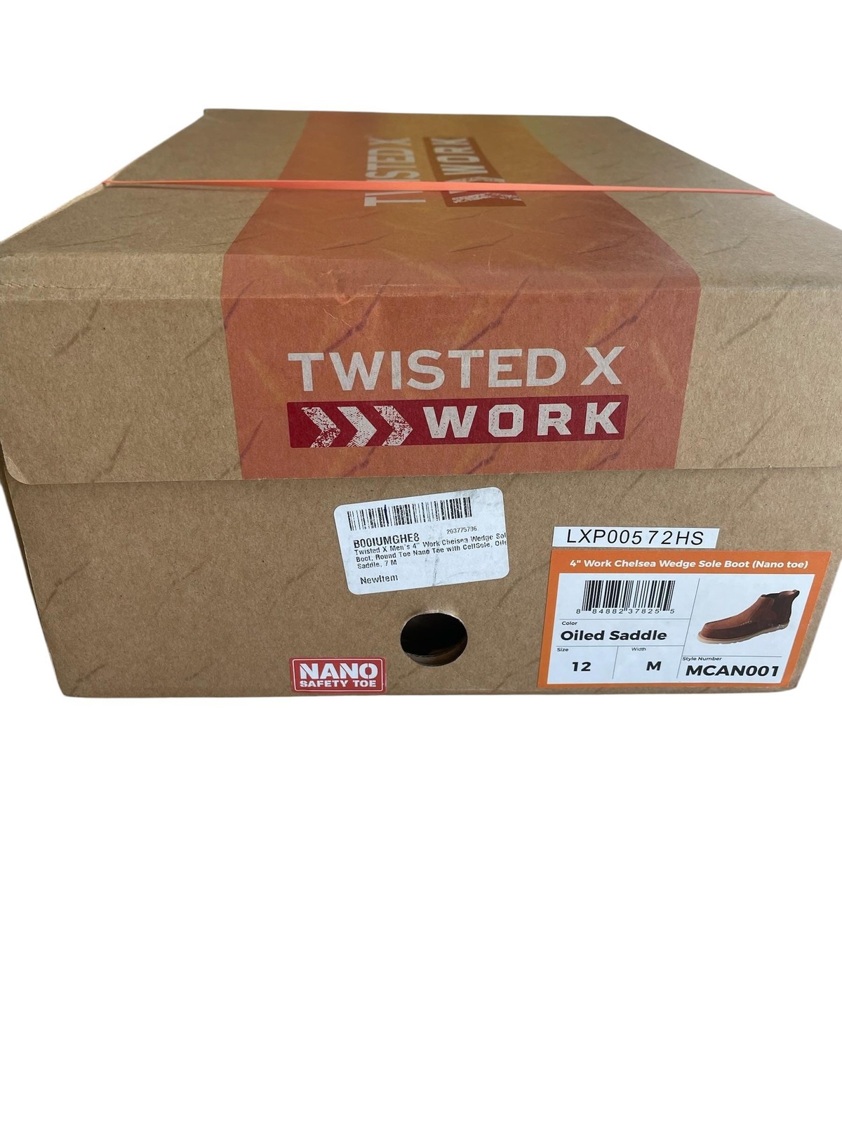 Twisted X Men Work Chelsea Boot MCAN001 4″ Sole Boot Oiled Saddle Size 12 M