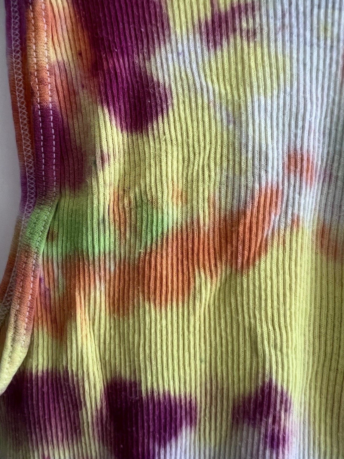 Hanes Tie-Dye Ribbed Tank Top Multi/Rainbow Unisex Small Vintage Style Cotton