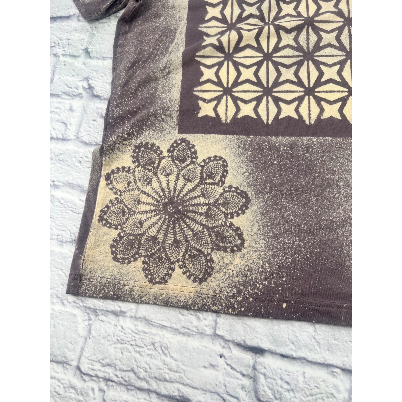 Bella Canvas Custom Bleach Dye T Shirt Plum Purple Doily Geometric Stencil Large