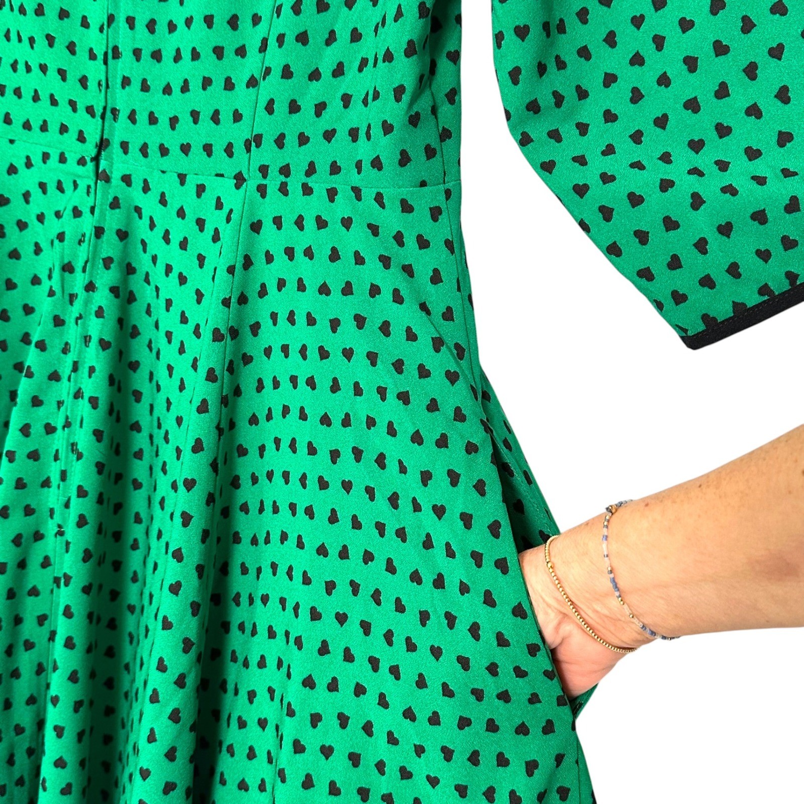 Hell Bunny Dress Paradisum 50s Keyhole Heart Polka Dot Green L Rockabilly Pinup