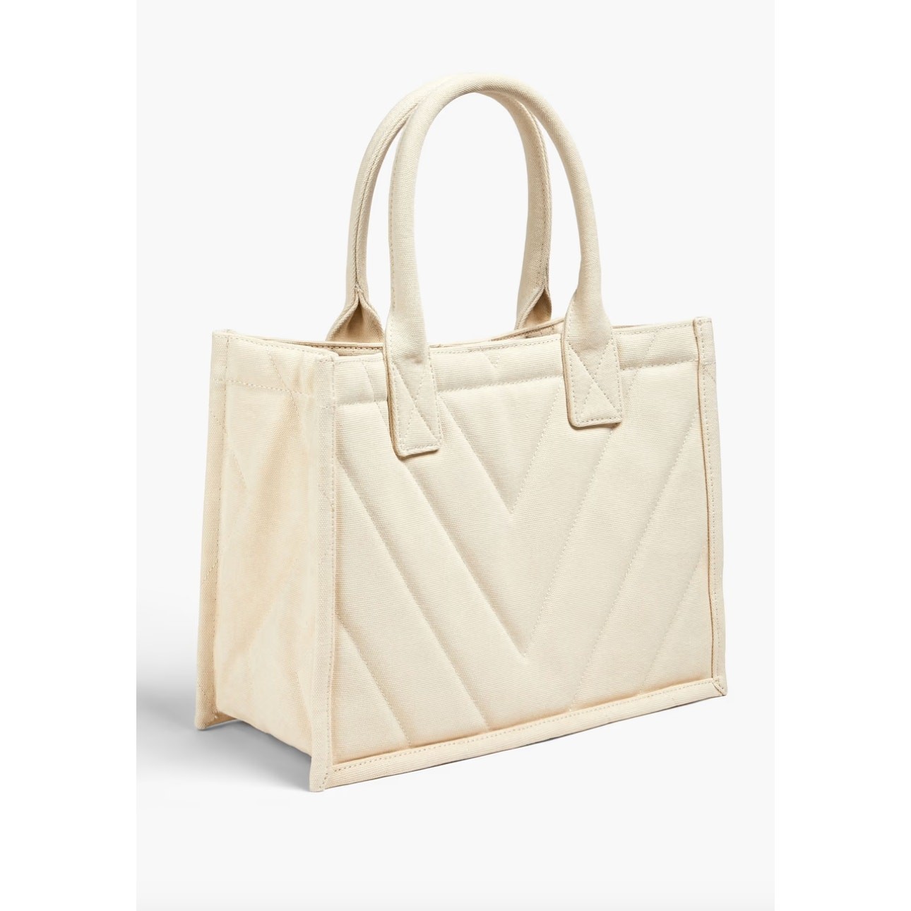 Sandro Kasbah Quilted Canvas Tote Bag Beige Cream Ecru Logo Minimalist $320 NWT