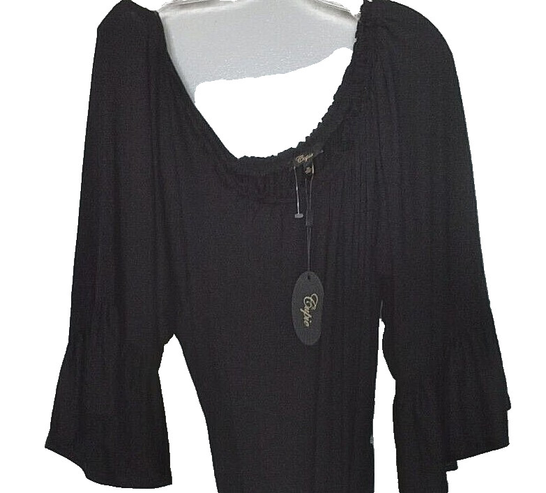 Cupio 95% viscose, 5% spandex solid black jersey off-the shoulder dress Size XL