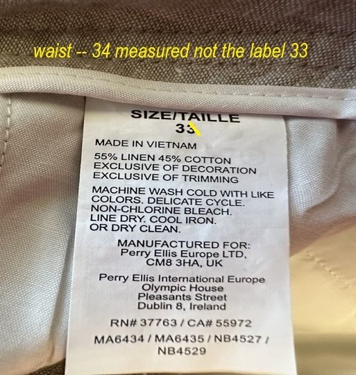 NWT Perry Ellis men’s 34 Khaki short flat solid pockets zipper relaxed drawstrin