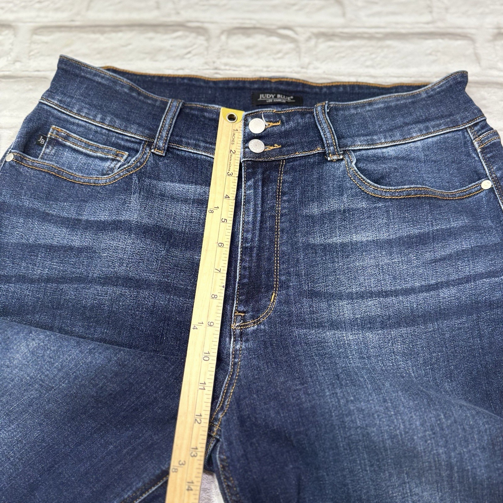 Judy Blue Jeans Womens 18W High Rise Dark Wash Bootcut Stretch Distressed Fringe