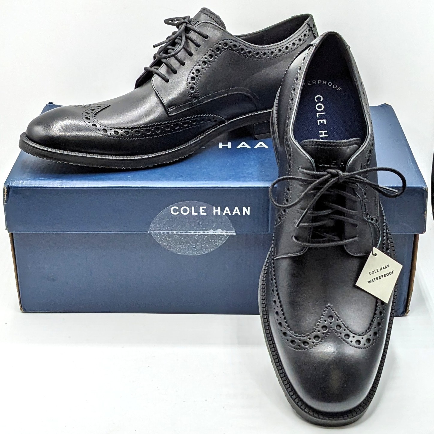 Cole Haan “Modern Essentials Waterproof Wing Tip Oxford” Men’s Shoe [Black] NEW