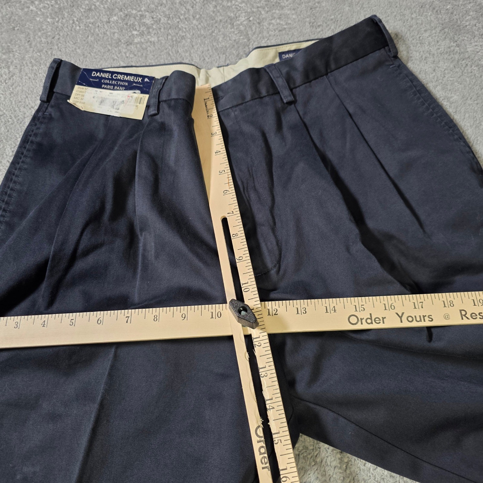 Daniel Cremieux Mens 36×30 Paris Pant Navy Blue Pleated Cotton Chino Trousers