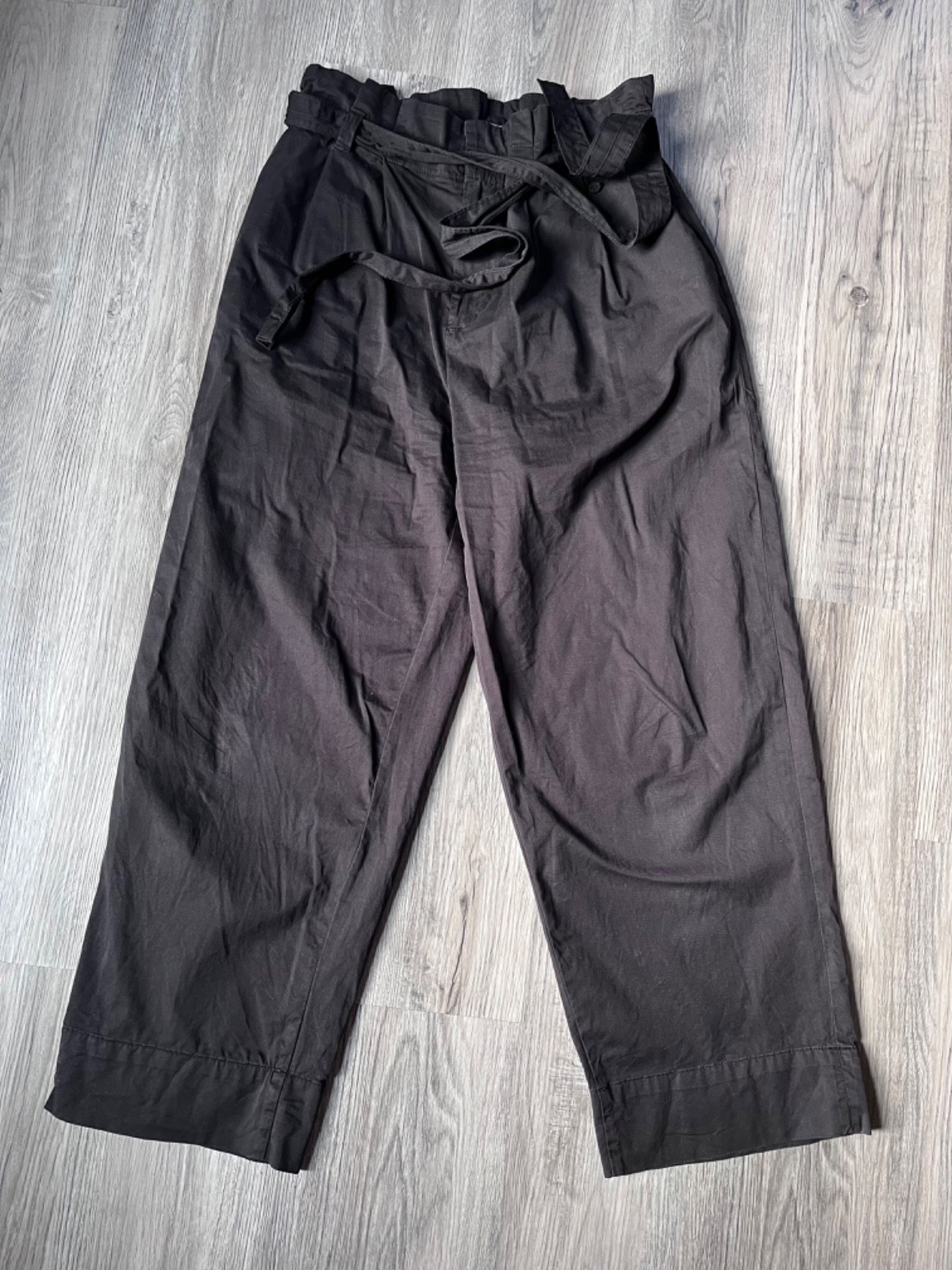 Everlane The Paperbag Pant Organic Cotton Wide Leg High Rise Black L