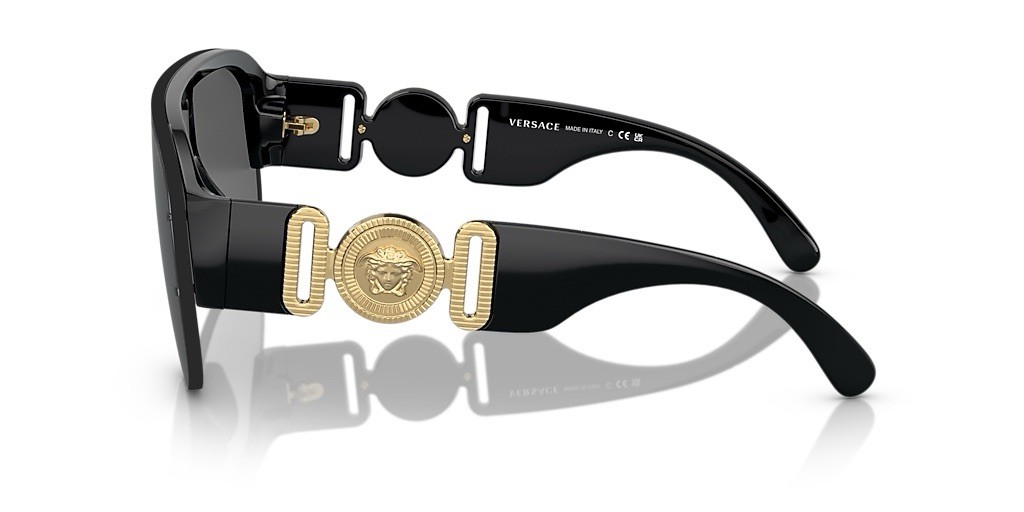 Versace VE 4391 GB1/87 Black Plastic Shield Sunglasses Grey Lens