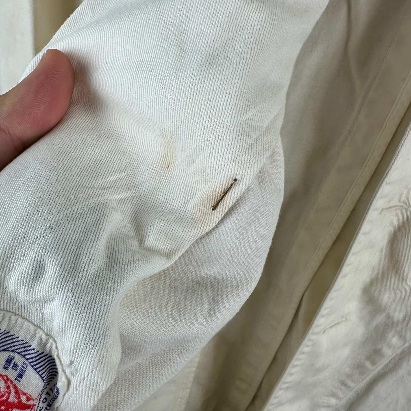 Stevens Twist Twill Cotton Change Buttons (Missing) Shop Coat Small Old 40s 50s