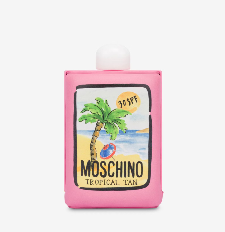 MARCH SPECIAL! SS23 MOSCHINO COUTURE Tan Pink Leather Sunscreen Shoulder Bag