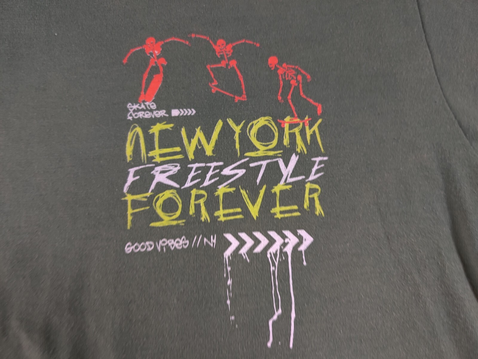 Fresh Laundry Men T Shirt M New York Skeleton Freestyle Skate Forever Good Vibes