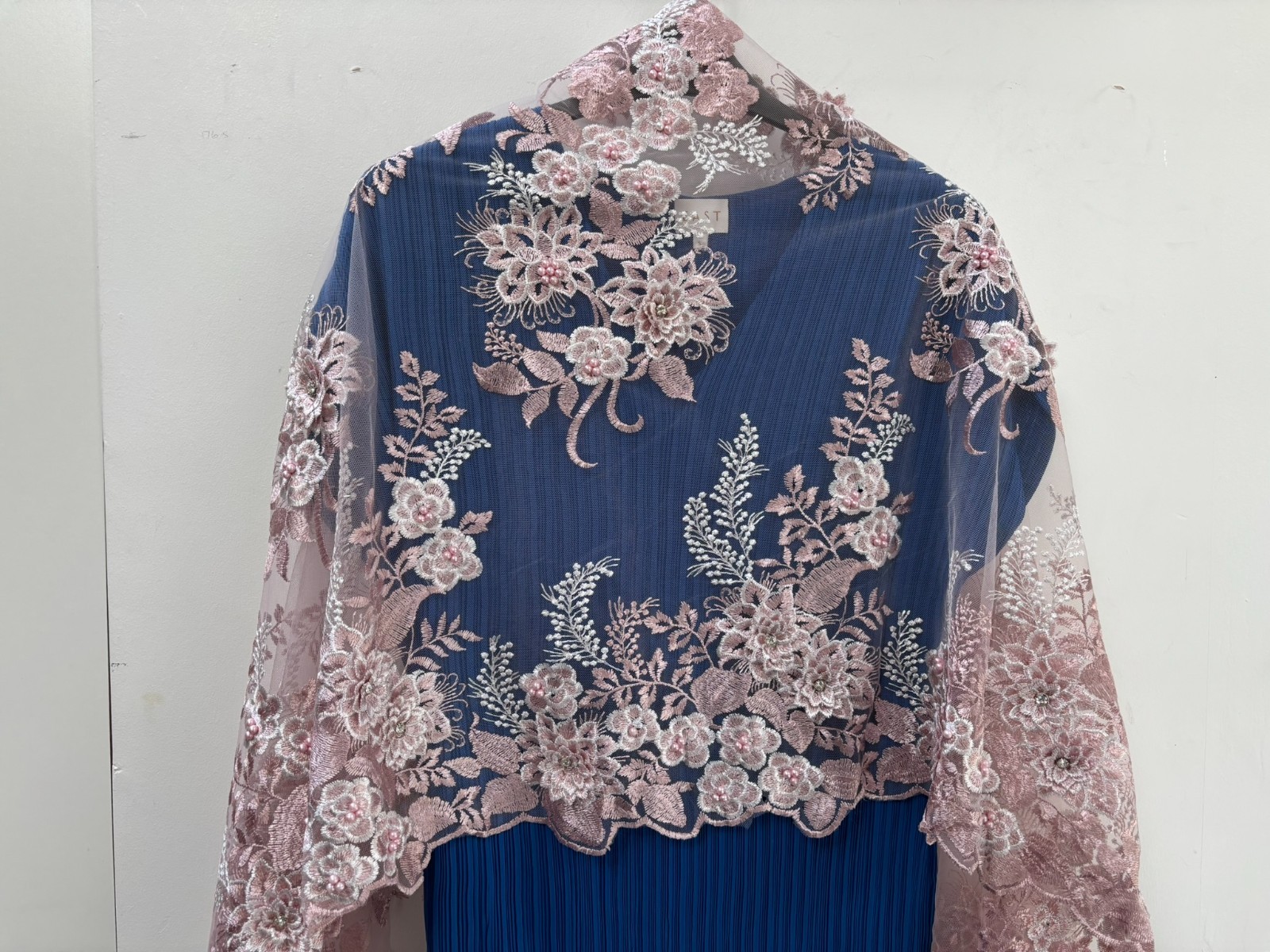 PINK SHRUG FLORAL 3D FLOWERS EMBROIDERED SCARF WEDDING PARTY STOLE SHAWL WRAP