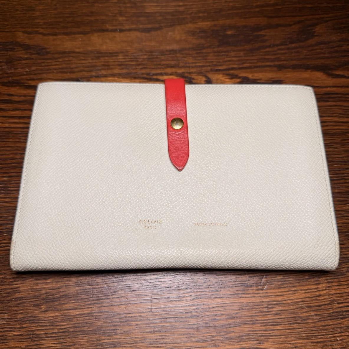 CELINE Pale Mint/Rasberry Clutch/Organizer w/ Zip Coin Pocket