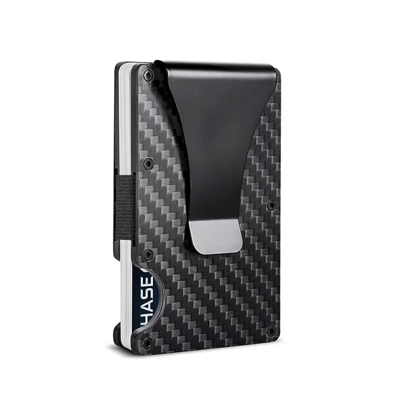 Men’s RFID Blocking Slim Carbon Fiber Wallet Money Clip Credit Card ID Holder