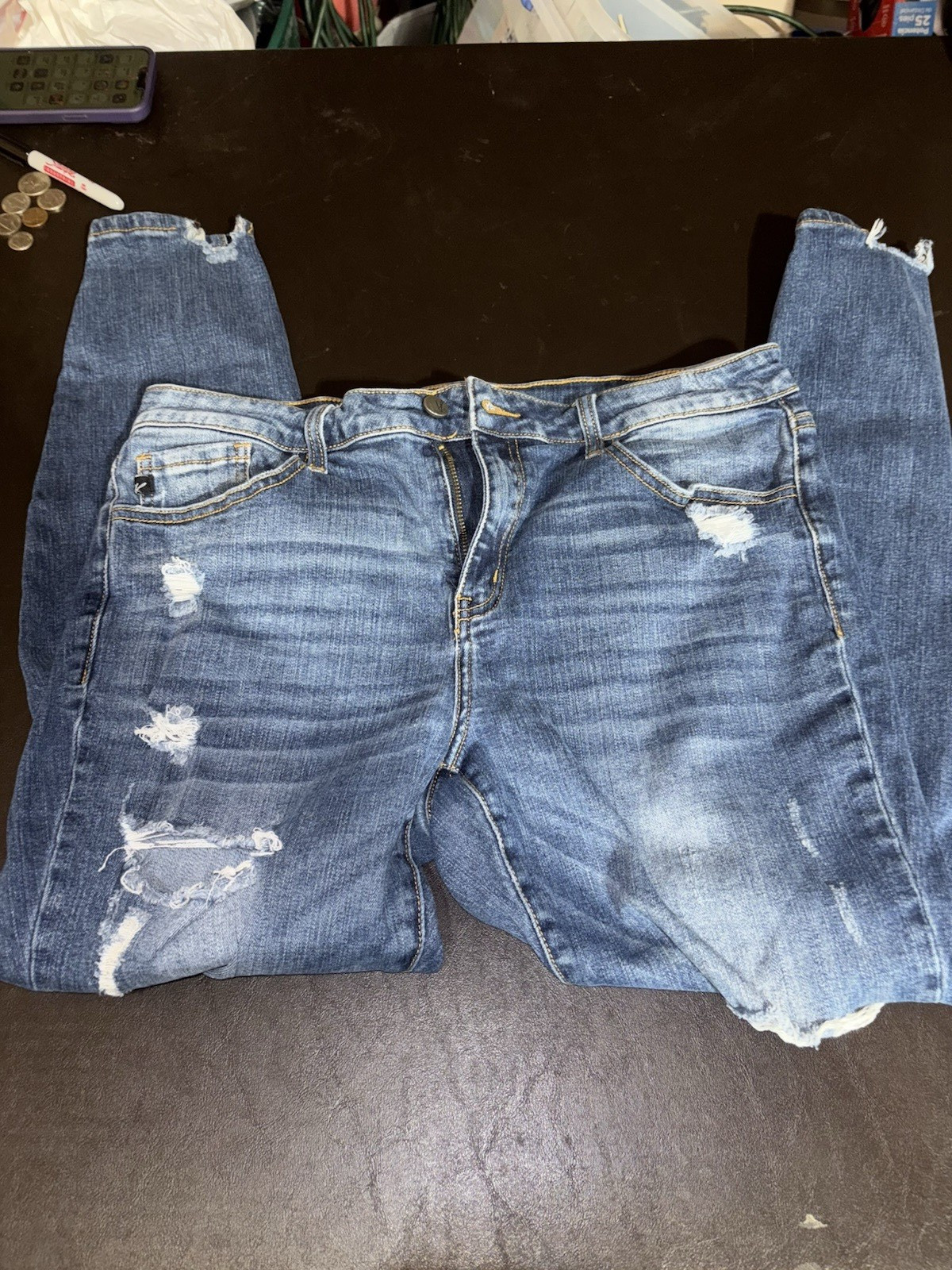 KanCan Women’s Slim High Rise Medium Wash Distressed 5-Pocket Jeans 31