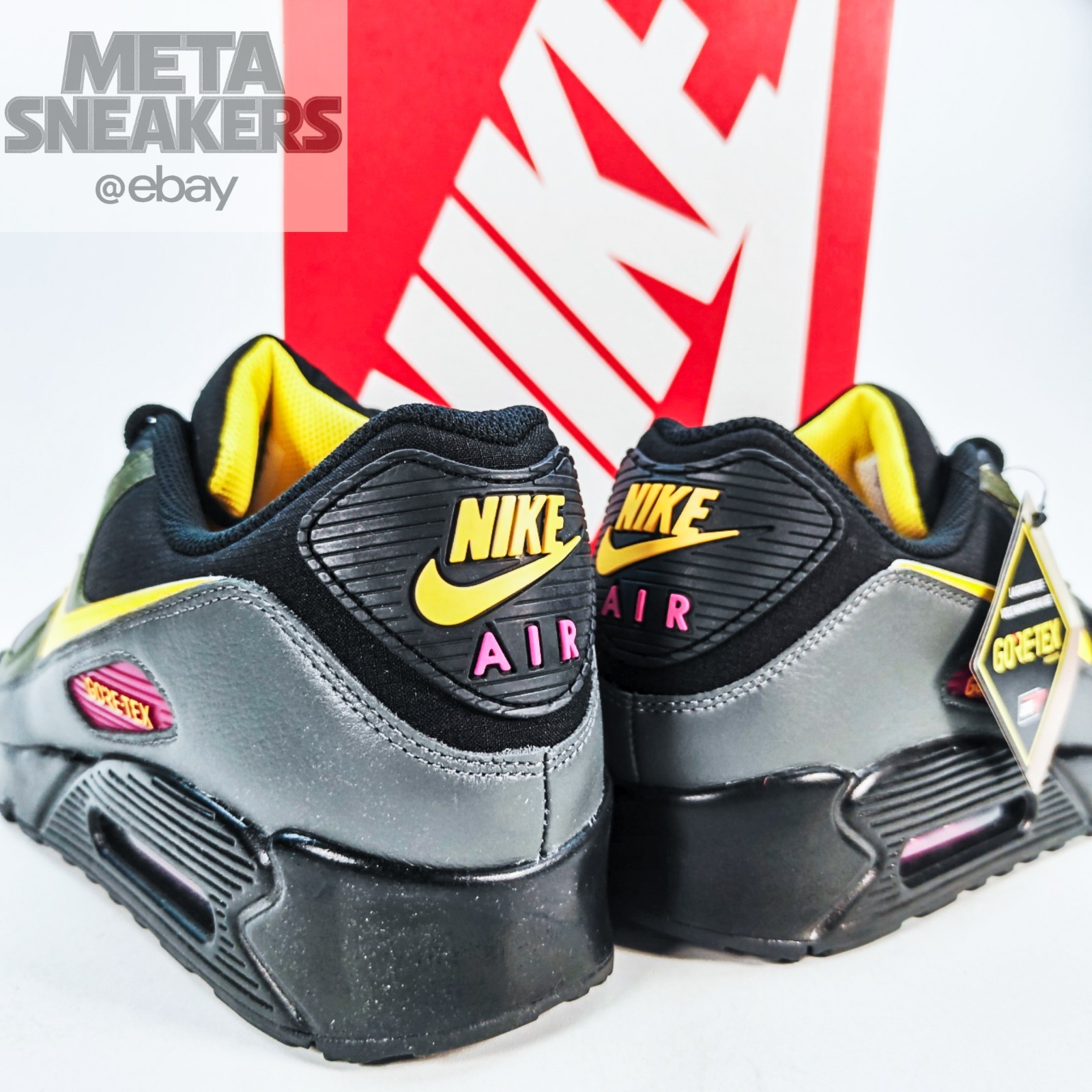 Nike US 14 Mens Black Yellow Grey Green Rare Retro Air Max 90 GTX DJ9779 001 New