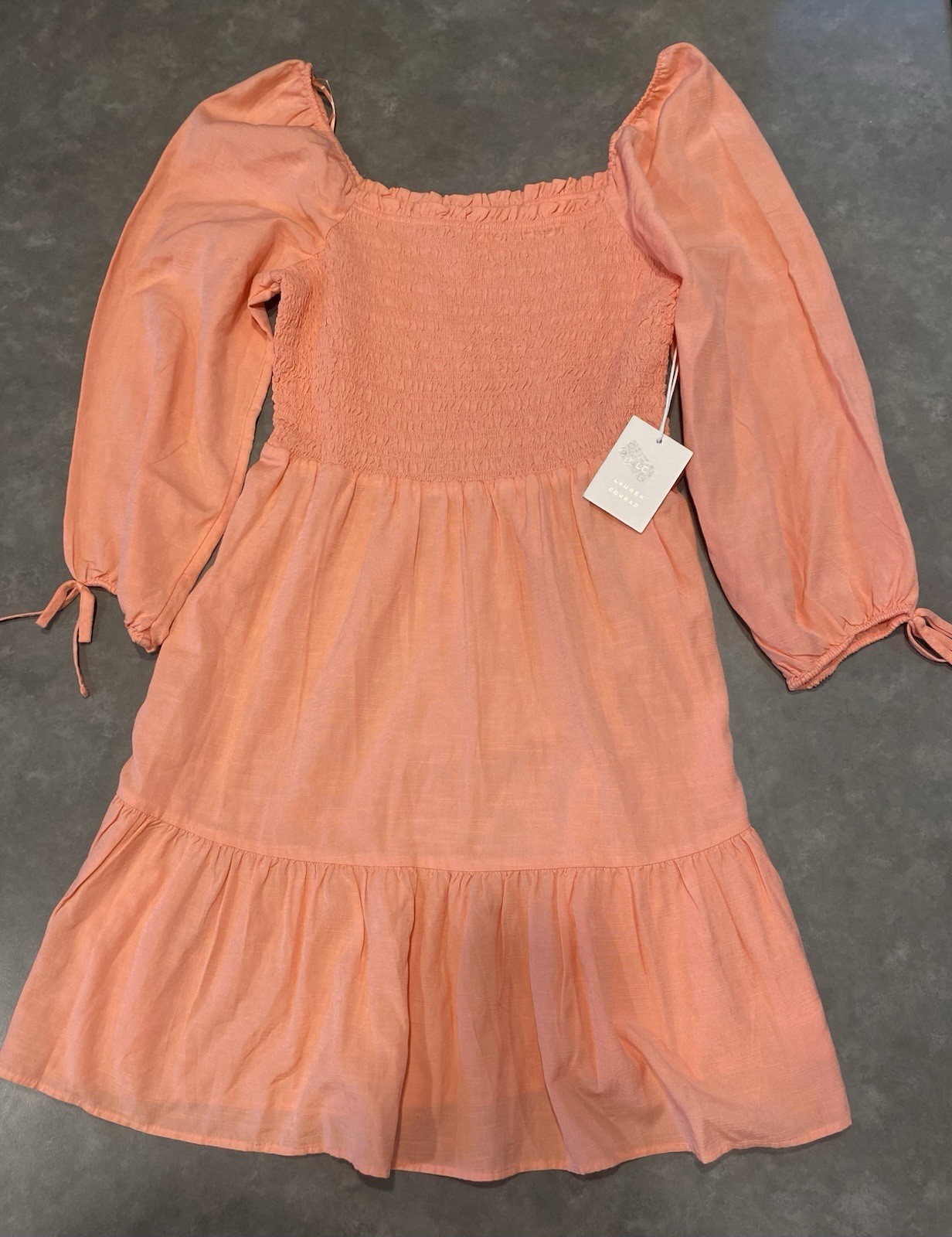 LC Lauren Conrad Bell Sleeve Dress Orange Summer Dress Size Medium