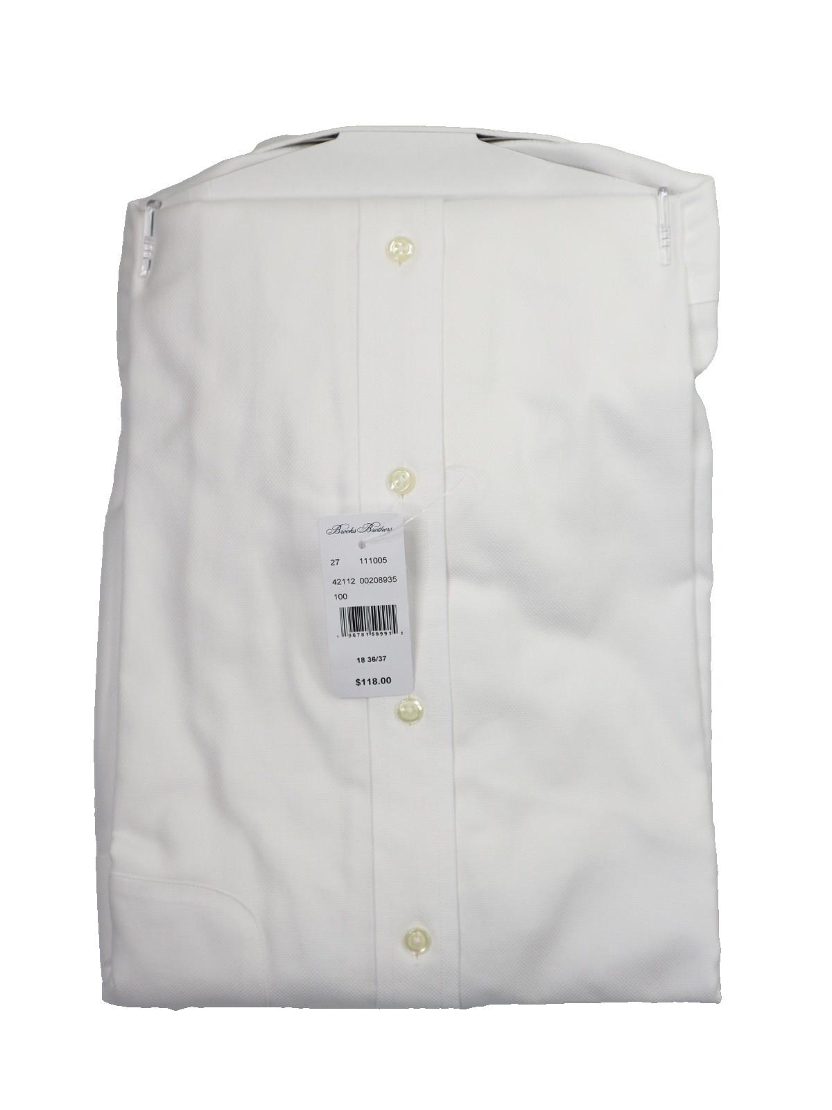 Brooks Brothers REGULAR Non-Iron All Cotton 18-36/37 Ainsley Collar White