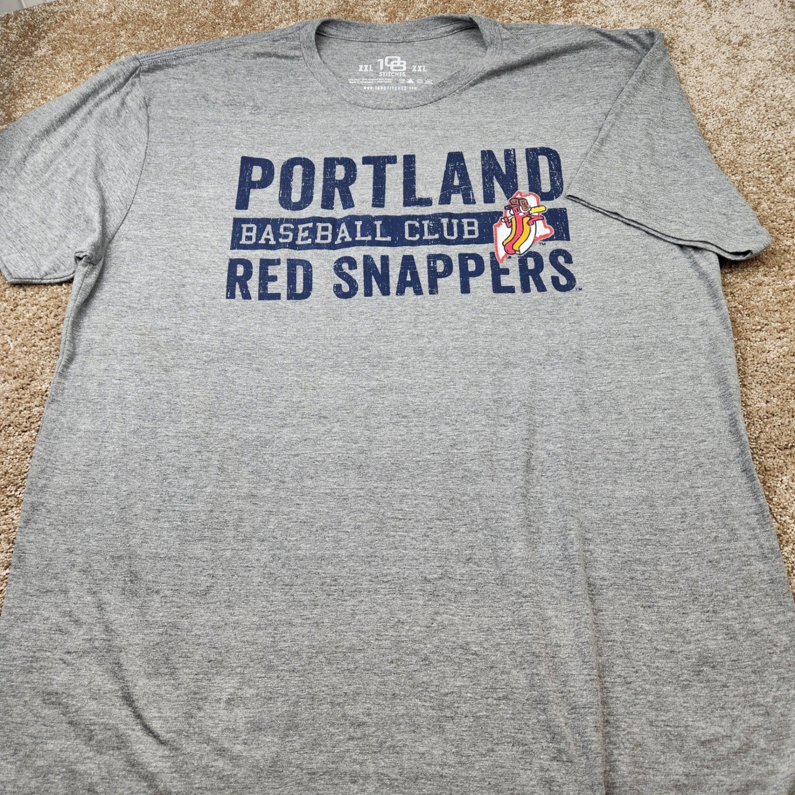 108 Stitches Portland Baseball Club Red Snappers T-Shirt Mens XXL Gray Sea Dogs