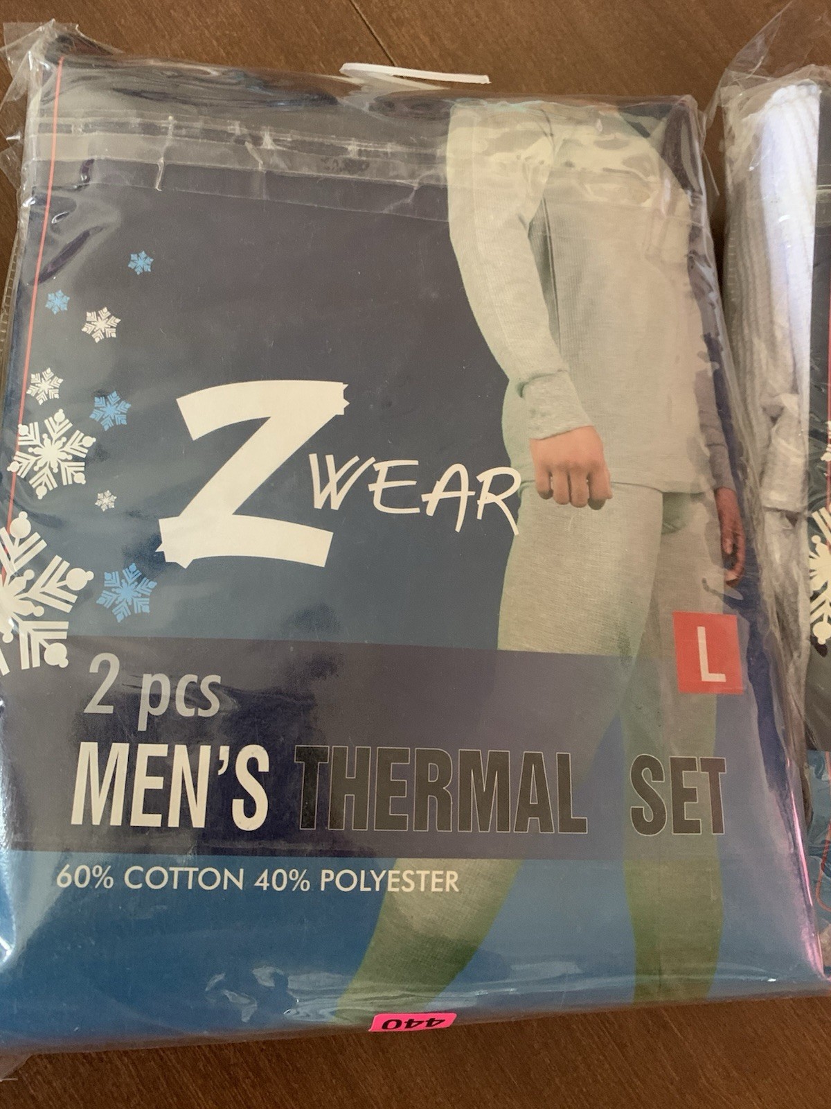 Z~Wear Men’s Large Thermal 2 Sets Top/Bottom NEW White/Gray
