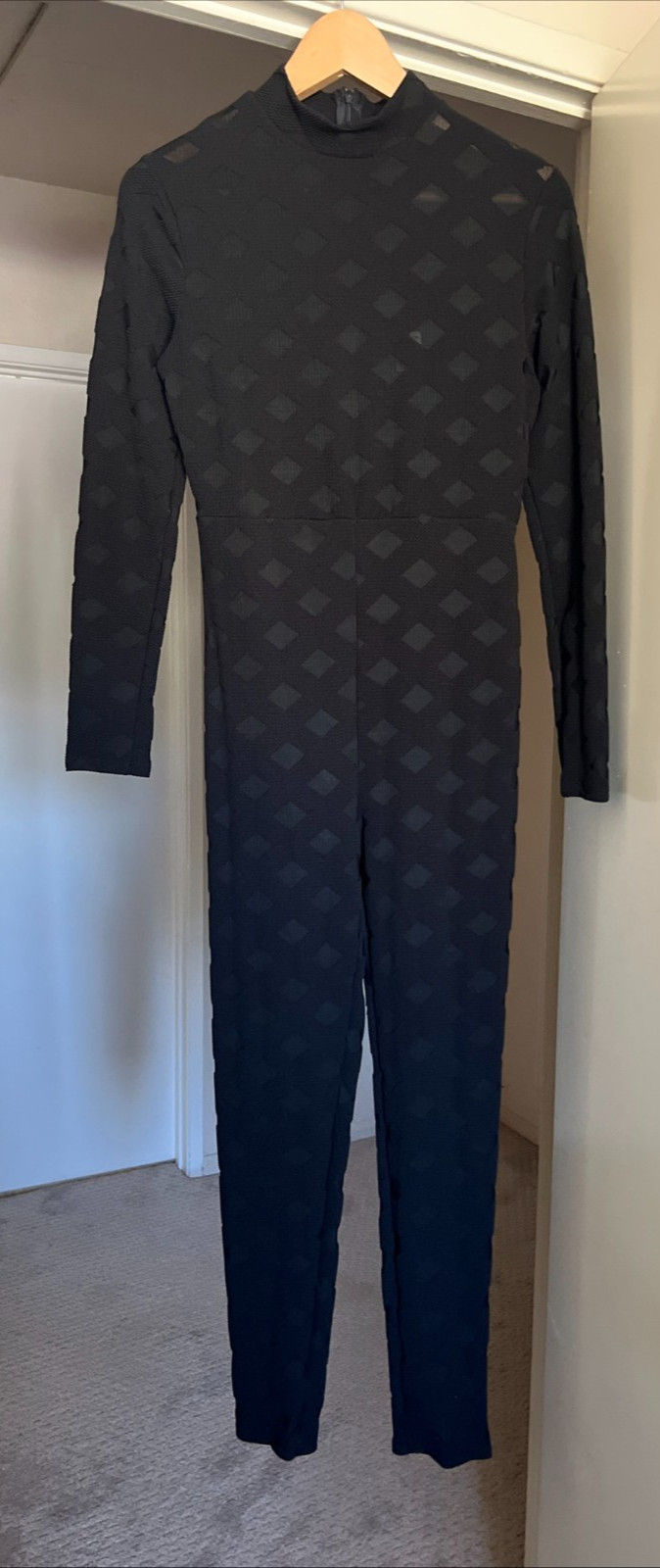 Fashion Nova See Right Through Mesh Jumpsuit Black Size L NWT